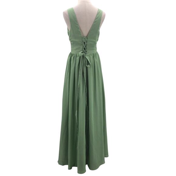 FORMAL PARTY SZ 10 L sage green wedding formal party bridesmaid maxi dress B101 - Picture 2 of 7